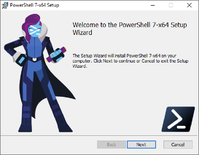 The PowerShell 7-x64 Setup Wizard welcome screen